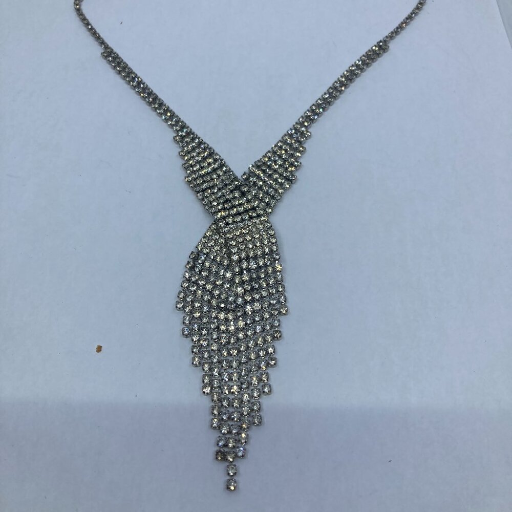 Vtg rhinestone crystal wedding bridal  necklace